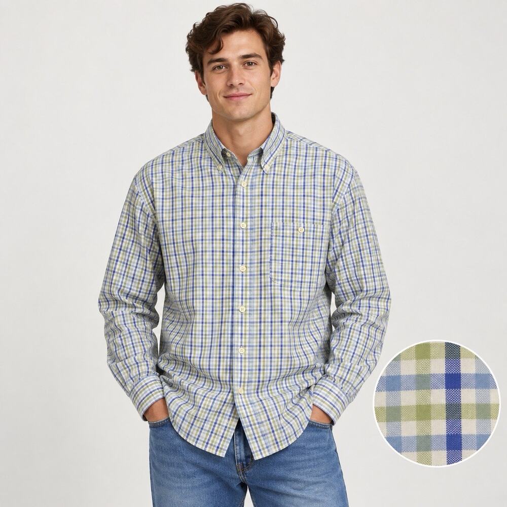 Orvis Sporting Traditions Men’s XL Plaid Button Down Shirt 100% Cotton Preppy